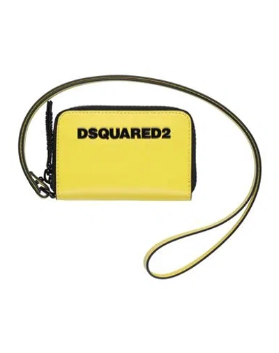 Dsquared2 Man Coin Purse Acid Green Size - Calfskin In Yellow