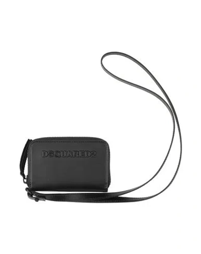 Dsquared2 Man Coin Purse Black Size - Calfskin In Black