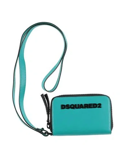 Dsquared2 Man Coin Purse Turquoise Size - Calfskin In Blue