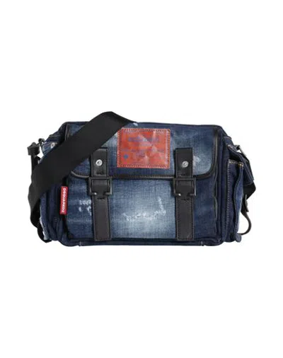 Dsquared2 Man Cross-body Bag Blue Size - Cotton