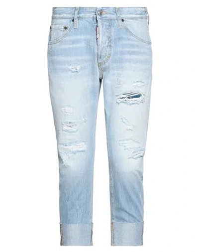 Dsquared2 Man Denim Cropped Blue Size 36 Cotton