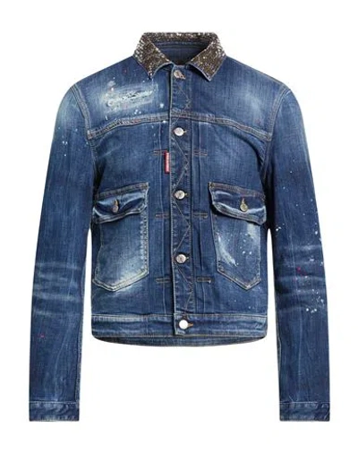 Dsquared2 Man Denim Outerwear Blue Size 44 Cotton, Elastane