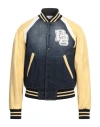 Dsquared2 'college' Yellow And Blue Varsity Jacket With Logo Patch And Contrasting Sleeves In Blue