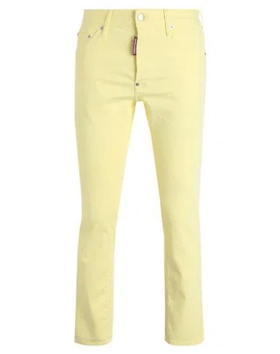 Dsquared2 Man Denim Pants Yellow Size 30 Cotton, Elastane