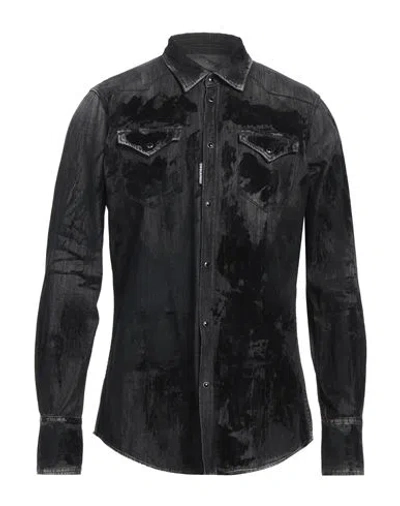 DSQUARED2 DSQUARED2 MAN DENIM SHIRT BLACK SIZE 36 COTTON