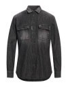 Dsquared2 Man Denim Shirt Black Size 40 Cotton In Black