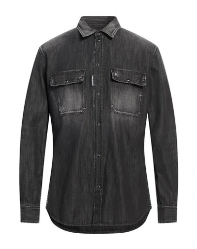 Dsquared2 Man Denim Shirt Black Size 40 Cotton