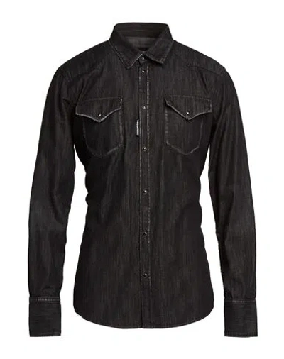 Dsquared2 Man Denim Shirt Black Size 44 Cotton