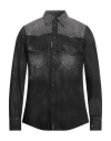 Dsquared2 Studded Distressed Denim Shirt In Black