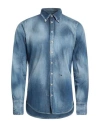 Dsquared2 Man Denim Shirt Blue Size 38 Cotton, Elastane In Blue