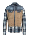 Dsquared2 Man Denim Shirt Blue Size 38 Cotton, Elastane In Blue