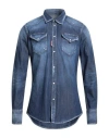 Dsquared2 Man Denim Shirt Blue Size 42 Cotton, Elastane In Blue