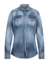 Dsquared2 Man Denim Shirt Blue Size 42 Cotton, Elastane In Blue