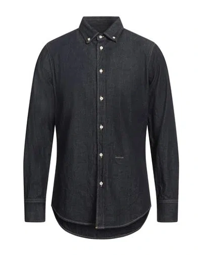 Dsquared2 Man Denim Shirt Blue Size 46 Cotton