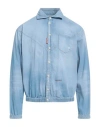 Dsquared2 Man Denim Shirt Blue Size 46 Cotton, Elastane In Blue