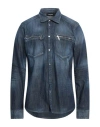 Dsquared2 Man Denim Shirt Blue Size 46 Cotton, Elastane In Blue