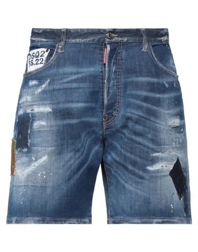 Dsquared2 Man Denim Shorts Blue Size 34 Cotton, Elastomultiester, Elastane