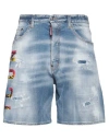 Dsquared2 Icon Sunset Denim Shorts In Blue