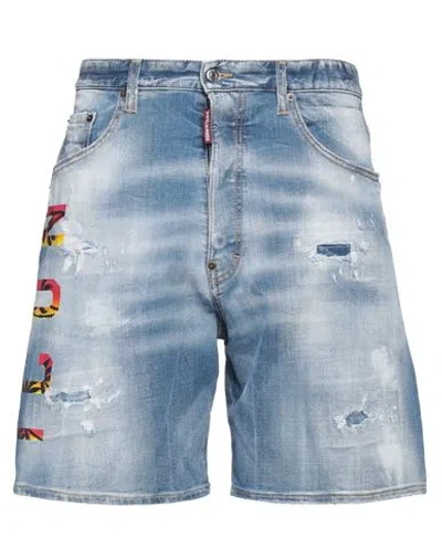 Dsquared2 Man Denim Shorts Blue Size 40 Cotton, Elastane