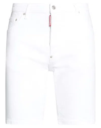 Dsquared2 Man Denim Shorts White Size 28 Cotton, Elastane