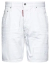 Dsquared2 Man Denim Shorts White Size 38 Cotton, Elastane In White