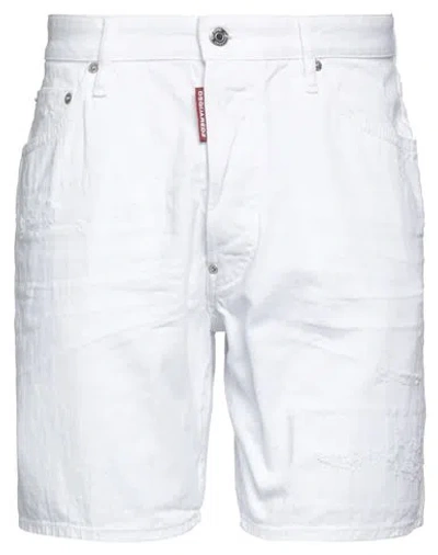 Dsquared2 Man Denim Shorts White Size 38 Cotton, Elastane
