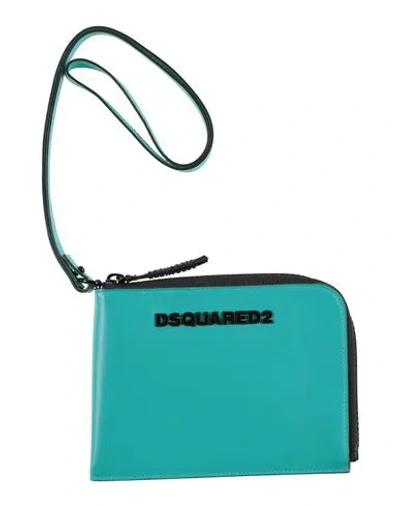Dsquared2 Man Document Holder Turquoise Size - Leather In Blue