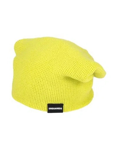 Dsquared2 Man Hat Acid Green Size Onesize Wool In Green