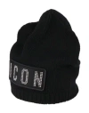Dsquared2 Man Hat Black Size Onesize Wool, Viscose, Polyamide, Cashmere In Black