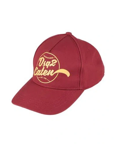 Dsquared2 Man Hat Burgundy Size Onesize Cotton In Red
