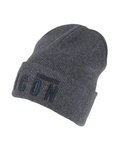 Dsquared2 Man Hat Charcoal Size Onesize Wool In Gray