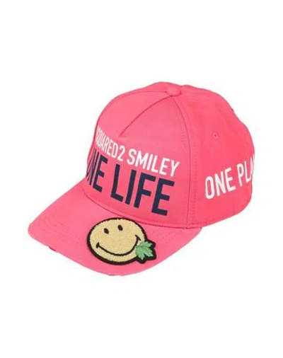 Dsquared2 Man Hat Fuchsia Size Onesize Cotton In Pink
