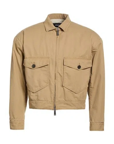 Dsquared2 Man Jacket Beige Size 38 Cotton In Neutral
