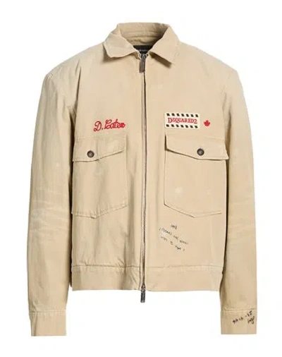 Dsquared2 Man Jacket Beige Size 38 Cotton In Neutral