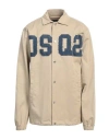 Dsquared2 Man Jacket Beige Size 44 Cotton, Elastane In Beige