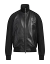 Dsquared2 Logo Patch Leather Jacket In Black
