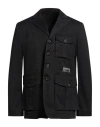 Dsquared2 Man Jacket Black Size 42 Cotton, Elastane In Blue