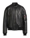 Dsquared2 Man Jacket Black Size 42 Ovine Leather In Black