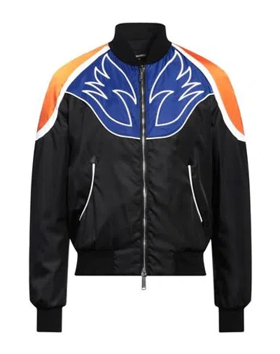 Dsquared2 Man Jacket Black Size 38 Polyamide, Virgin Wool, Elastane, Cow Leather