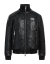 Dsquared2 Faux Shearling Black Bomber Jacket In Black