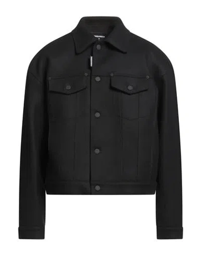 DSQUARED2 DSQUARED2 MAN JACKET BLACK SIZE 42 VIRGIN WOOL, POLYAMIDE, ELASTANE
