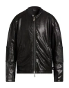 Dsquared2 Zippered Leather Jacket In Black