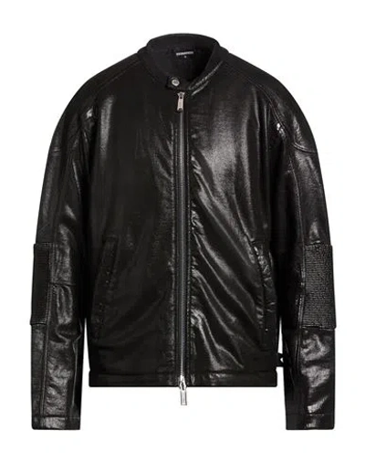 DSQUARED2 DSQUARED2 MAN JACKET BLACK SIZE M COTTON, POLYURETHANE