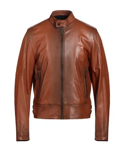 Dsquared2 Man Jacket Brown Size 38 Ovine Leather In Brown