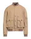 Dsquared2 Man Jacket Camel Size 42 Cotton In Gray
