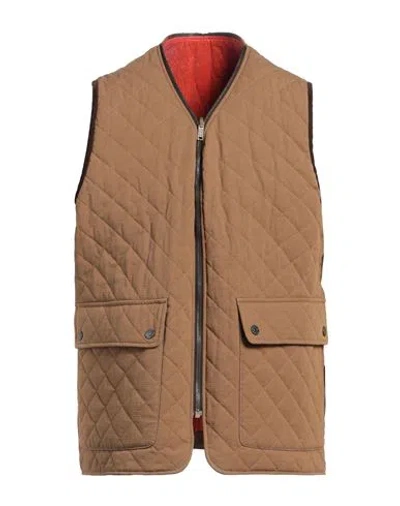 Dsquared2 Man Jacket Camel Size M Cotton In Beige