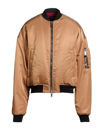 Dsquared2 Man Jacket Gold Size 44 Polyamide, Polyurethane In Brown