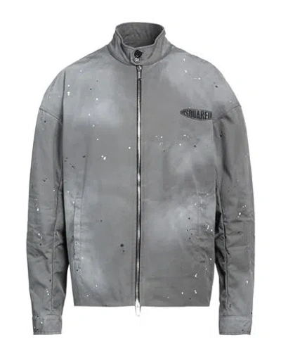 Dsquared2 Man Jacket Grey Size 38 Cotton In Grey