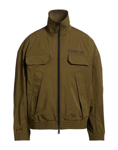 Dsquared2 Man Jacket Military Green Size 44 Cotton, Elastane