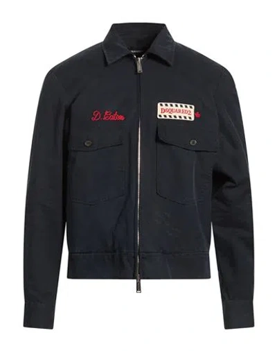 Dsquared2 Man Jacket Navy Size 38 Cotton In Blue